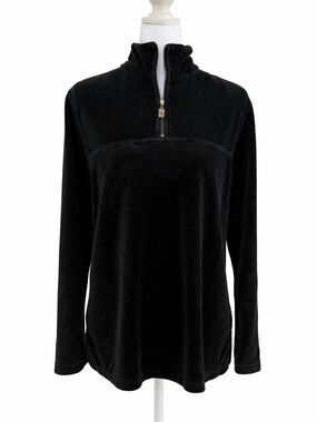 Liz Claiborne Black Velvet Half Zip Pullover